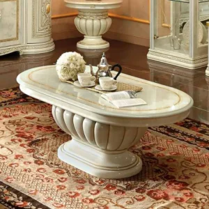 Camel Leonardo Ivory Gloss and Gold Italian Coffee Table