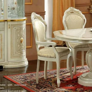 Camel Leonardo Ivory and Gold Italian Dining Armchair