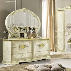 Camel Leonardo Italian Ivory Gloss and Gold Double Dresser