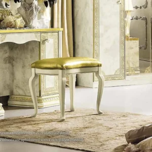 Camel Leonardo Italian Ivory and Gold Padded Dressing Stool