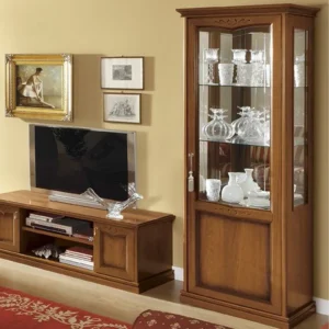 Camel Nostalgia Walnut Italian 1 Door Display Cabinet - RHF