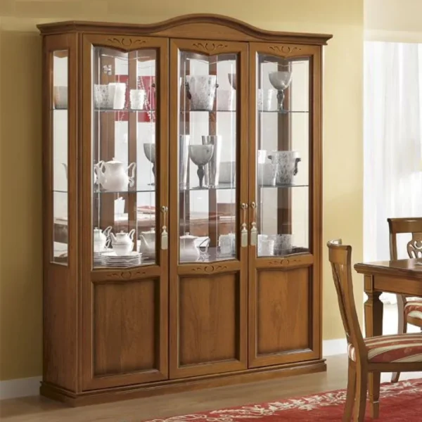Camel Nostalgia Walnut Italian 3 Door Display Cabinet
