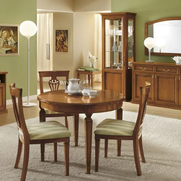 Camel Nostalgia Walnut Italian Round Extending Dining Set with Chairs