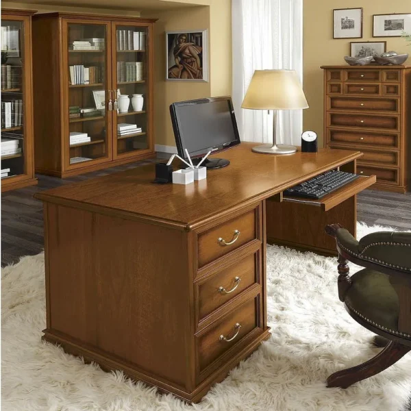 Camel Nostalgia Walnut Italian Single Pedestal Computer Desk