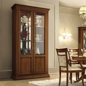 Camel Treviso Cherry Wood Italian 2 Door Display Cabinet