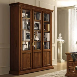Camel Treviso Cherry Wood Italian 3 Door Bookcase