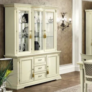 Camel Treviso White Ash Italian Sideboard with Vitrine