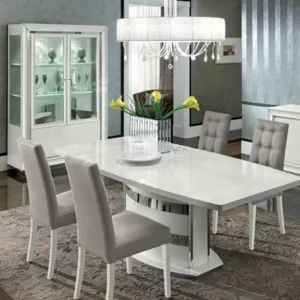 Modum Dama Bianca White Italian 6-8 Seater Extending Pedestal Dining Table