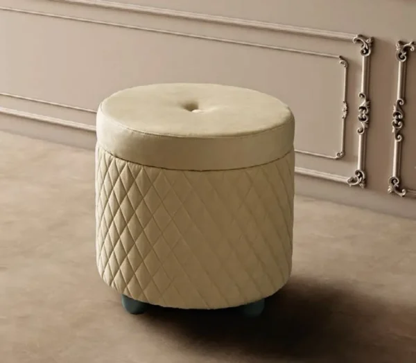 Modum Ambra Italian Sand Birch Round Pouff