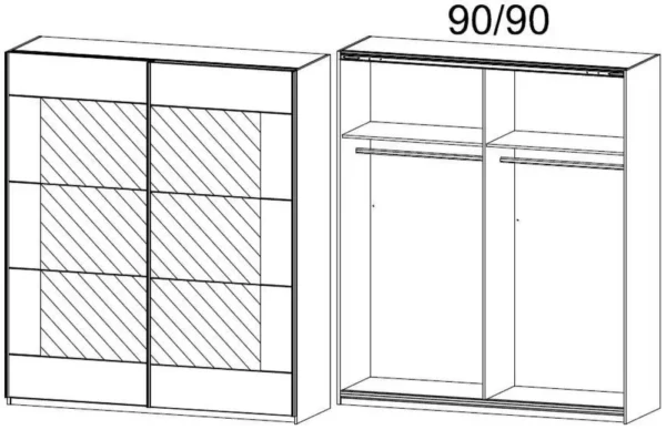 Rauch Alegro 2 Door Sliding Wardrobe in Oak with Partially Mirror - W 181cm - Image 4