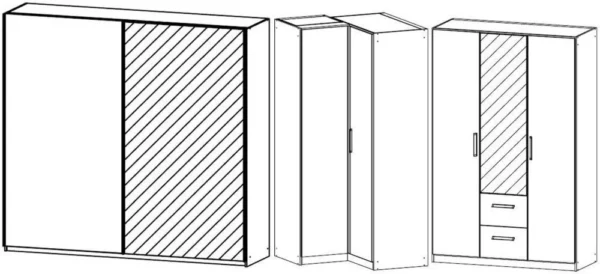 Rauch Essensa 7 Door Combi L Shaped Wardrobe in Metallic Grey and White - W 462cm - Image 2