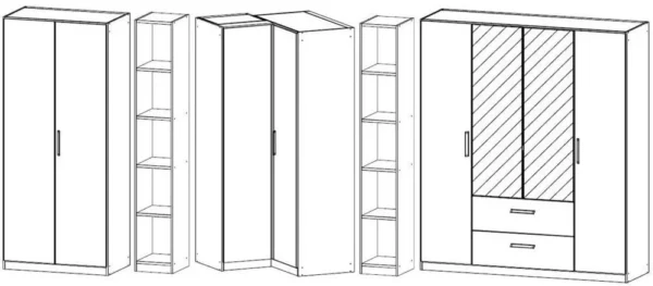 Rauch Essensa 8 Door Combi L Shaped Wardrobe in Metallic Grey and White - W 438cm - Image 2