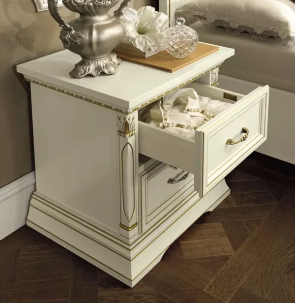 Camel Treviso White Ash Italian 2 Drawer Bedside Cabinet - Image 2