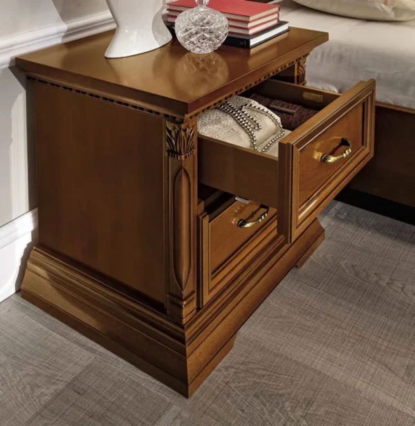 Camel Treviso Cherry Wood Italian 2 Drawer Bedside Cabinet - Image 2
