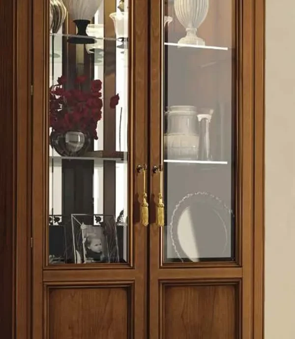Camel Treviso Cherry Wood Italian 2 Door Display Cabinet - Image 2