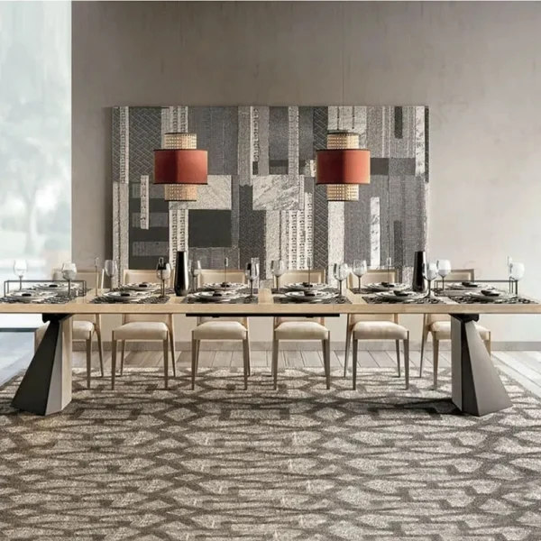 Modum Elite Sand Birch Italian 6-8 Seater Extending Pedestal Dining Table