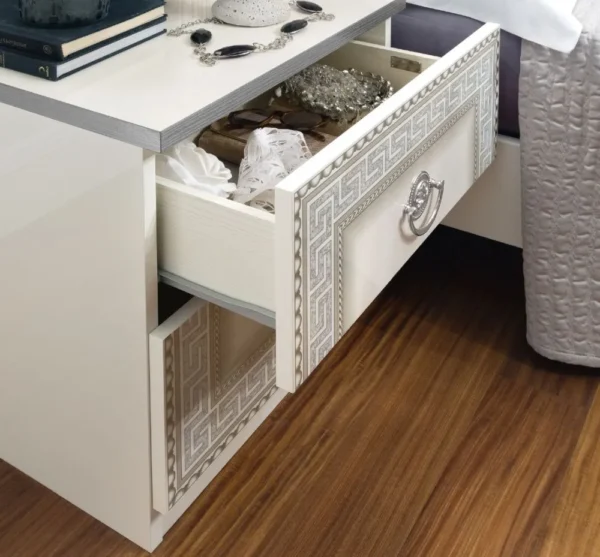 Camel Aida White Italian 2 Drawer Bedside Cabinet - Image 2