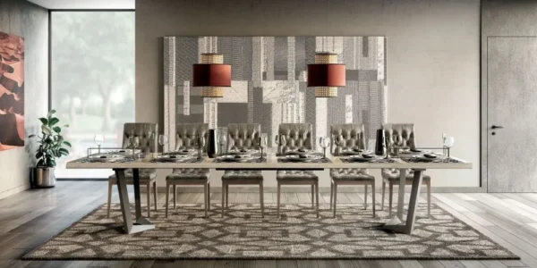Modum Elite Sand Birch Italian 6-8 Seater Extending Dining Table