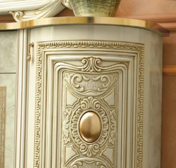 Camel Leonardo Ivory Gloss and Gold Italian Medium Buffet Sideboard - Image 2