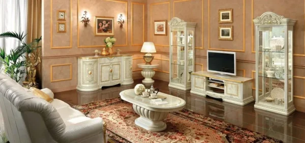 Camel Leonardo Ivory Gloss and Gold Italian Coffee Table - Image 2