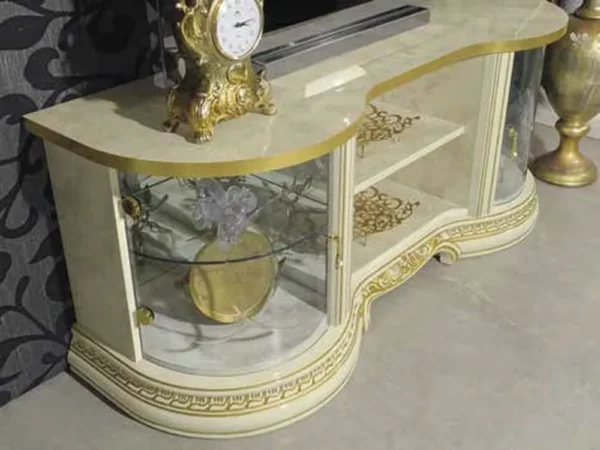 Camel Leonardo Ivory Gloss and Gold Italian TV Unit - Image 2