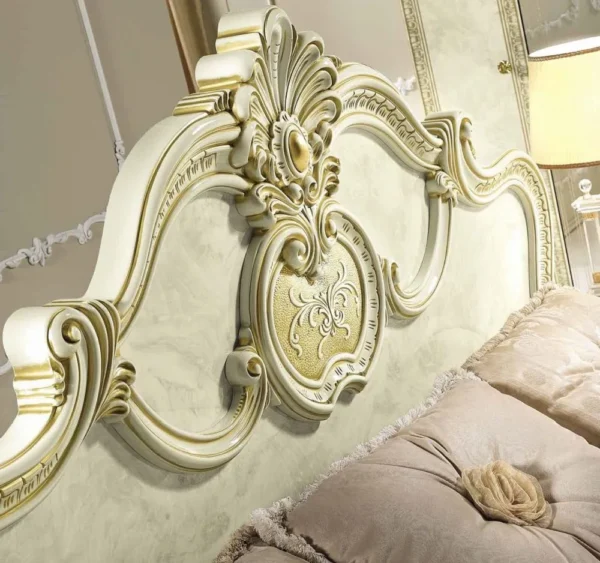 Camel Leonardo Italian Ivory Gloss and Gold Bed - Sizes Available - Image 2