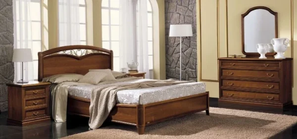 Camel Nostalgia Walnut Italian Curvo Fregio 6ft Queen Size Bed