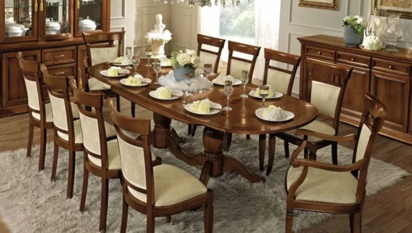 Camel Treviso Cherry Wood Italian Extending Dining Set with Chairs - Image 2