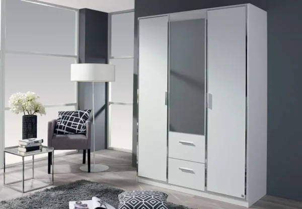 Rauch Marl 3 Door Combi Wardrobe in White - W 136cm