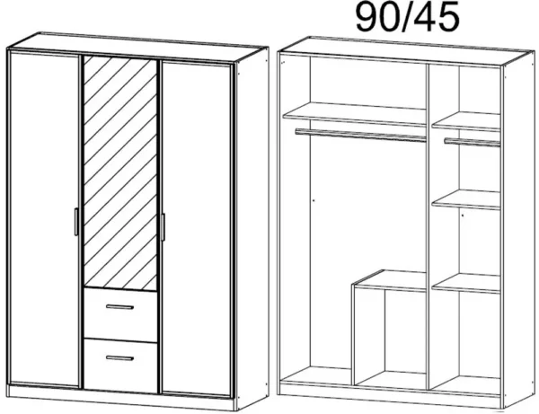 Rauch Marl 3 Door Combi Wardrobe in White - W 136cm - Image 2