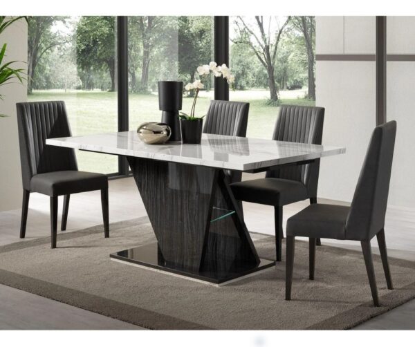 H2O Design Christine Grey Italian Rectangular Extending Dining Table with 4/6 Dining Chairs