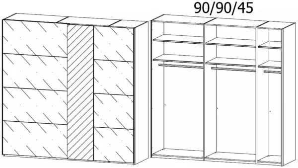 Rauch Miramar 2 Door Sliding Wardrobe with Black Glass and Mirror Front - W 226cm - Image 2
