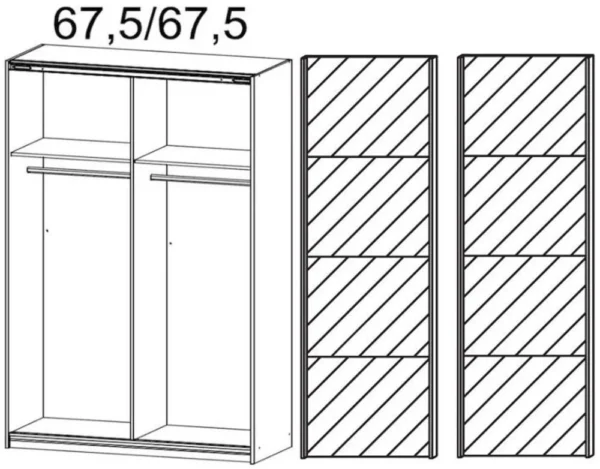 Rauch Quadra 2 Door Mirror Sliding Wardrobe in Silk Grey and Basalt Glass - W 136cm - Image 2