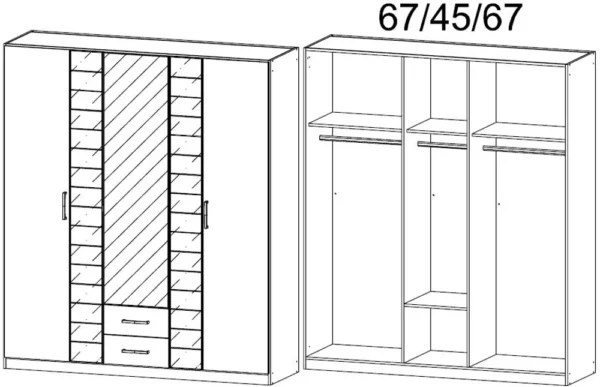 Rauch Terano 3 Door Combi Wardrobe in White and Basalt - W 181cm - Image 2