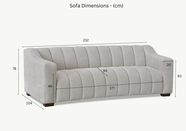Aluxo Astoria 3 Seater Sofa in Oatmeal Boucle Fabric - Image 2