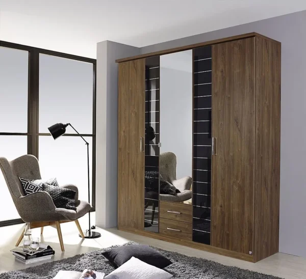 Rauch Terano 3 Door Combi Wardrobe in Oak and Basalt - W 181cm