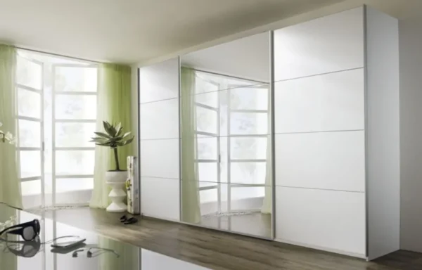Rauch Quadra 3 Door Mirror Sliding Wardrobe in White - W 315cm
