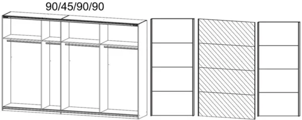 Rauch Quadra 3 Door Mirror Sliding Wardrobe in White - W 315cm - Image 2