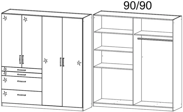 Rauch Homburg 4 Door Wardrobe in White - W 181cm - Image 2