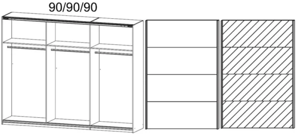 Rauch Quadra 2 Door Mirror Sliding Wardrobe in Sonoma Oak - W 271cm - Image 2