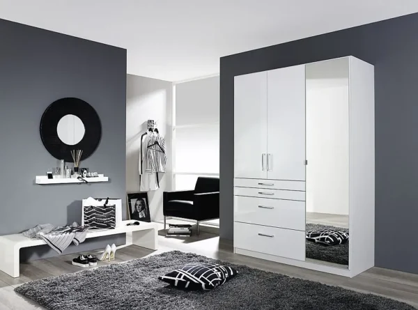 Rauch Homburg 3 Door Combi Wardrobe in White - W 136cm