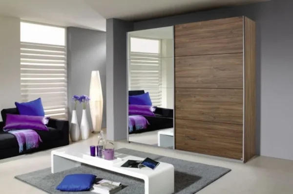 Rauch Quadra 2 Door Mirror Sliding Wardrobe in Oak - W 226cm