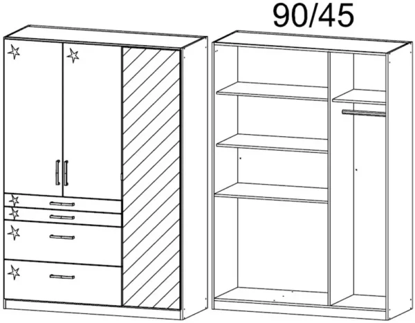 Rauch Homburg 3 Door Combi Wardrobe in White - W 136cm - Image 2
