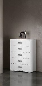 H2O Design Bella White Italian 5 Drawer Chest