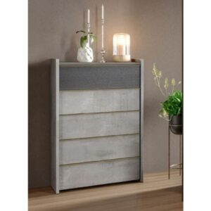 H2O Design Sole Grey Italian 5 Drawer Chest