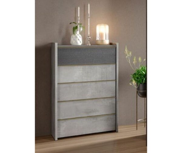 H2O Design Sole Grey Italian 5 Drawer Chest