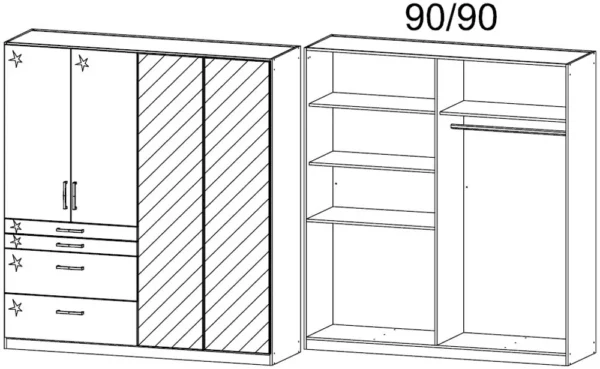 Rauch Homburg 4 Door Combi Wardrobe in White - W 181cm - Image 2