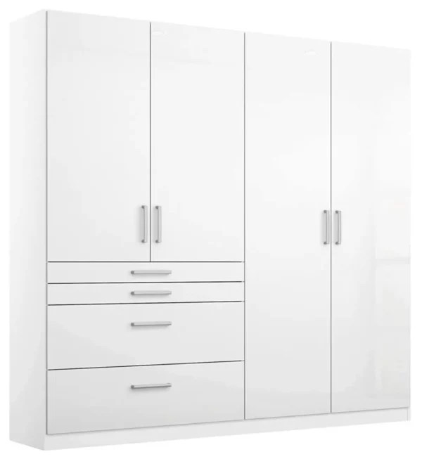 Rauch Homburg 4 Door Combi Wardrobe in White - 181cm