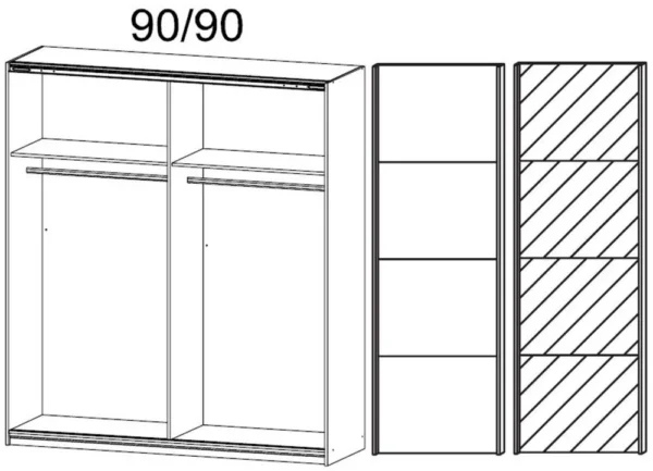 Rauch Quadra 2 Door Mirror Sliding Wardrobe in White - W 181cm - Image 2
