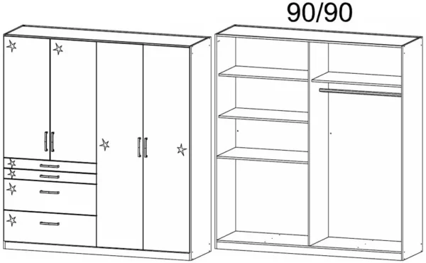 Rauch Homburg 4 Door Combi Wardrobe in White - 181cm - Image 2